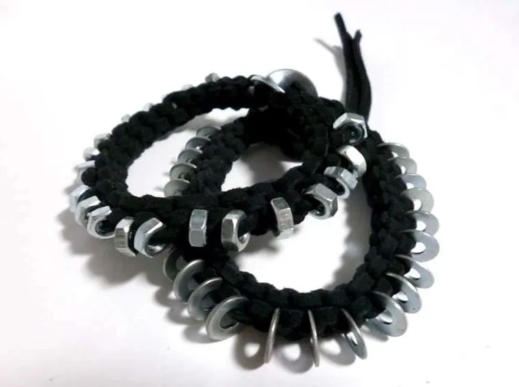 bracciali con dadi e rondelle