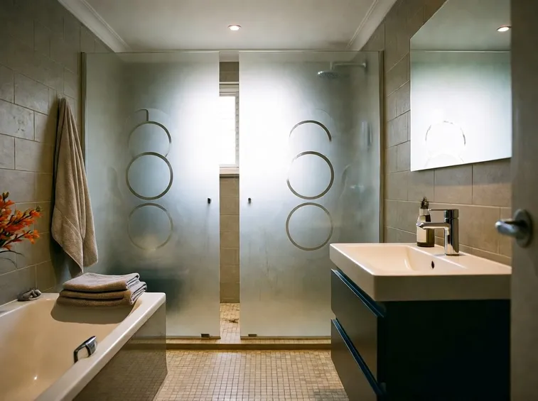 Bagno con vetro sabbiato