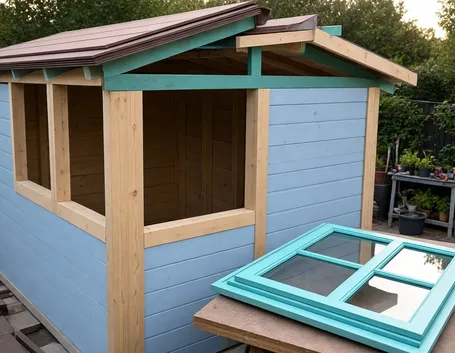 Una casa in legno in costruzione