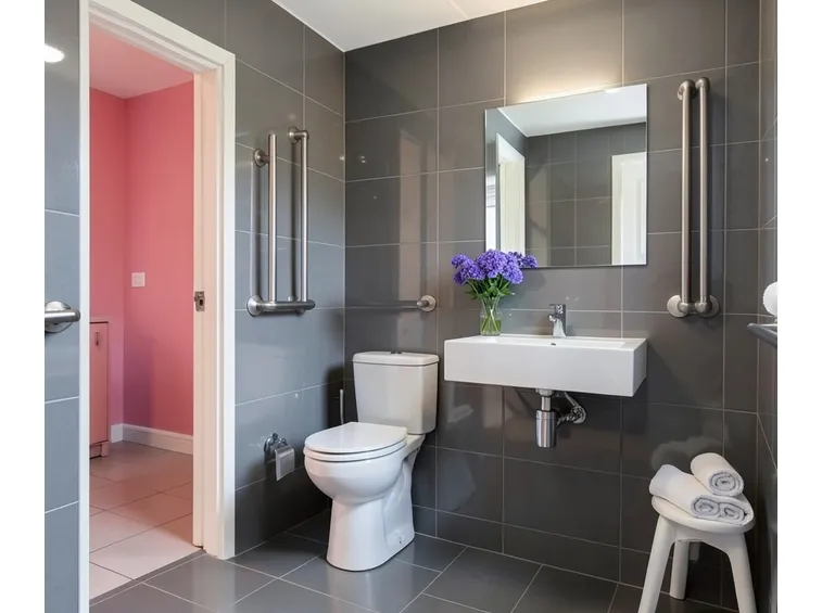 Bagno per disabili con maniglioni