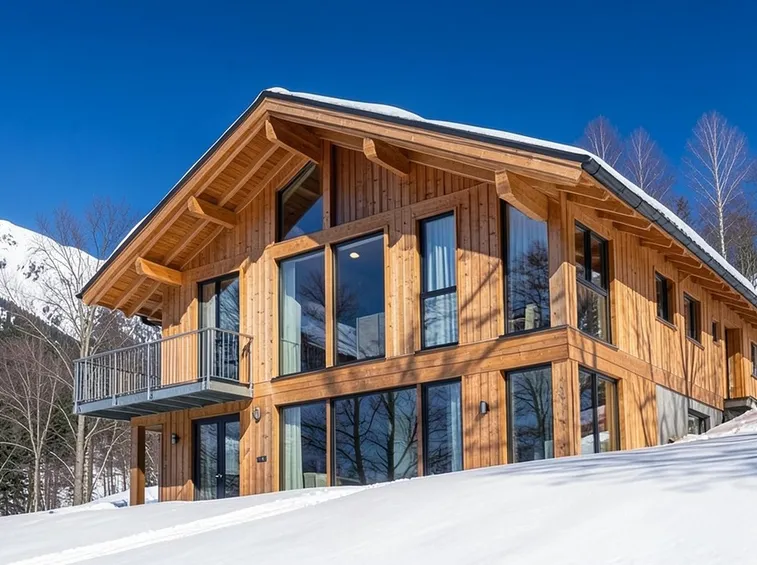 abitazione in legno in montagna