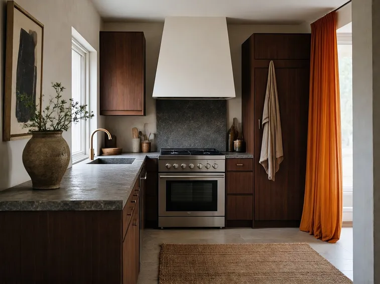 Una cucina in muratura semplice ma funzionale