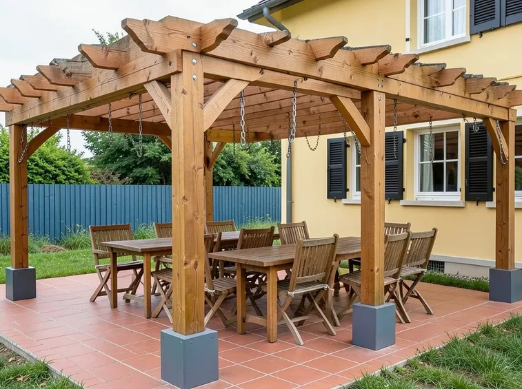 Ampia tettoia in legno